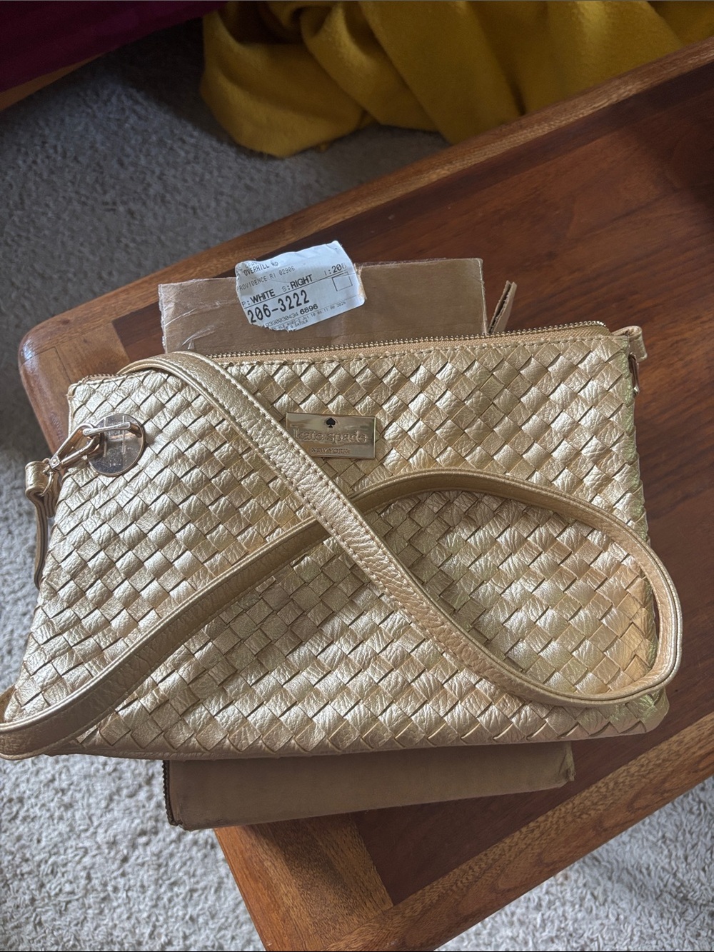Kate Spade Metallic Gold Woven Shoulder Bag